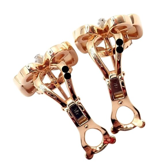 Van Cleef & Arpels 18k Rose Gold Diamond MoP Two Butterfly Earrings Cert - Picture 3 of 10
